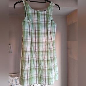 Vintage American Eagle Outfitters Green Plaid Sleeveless Dress -size 2